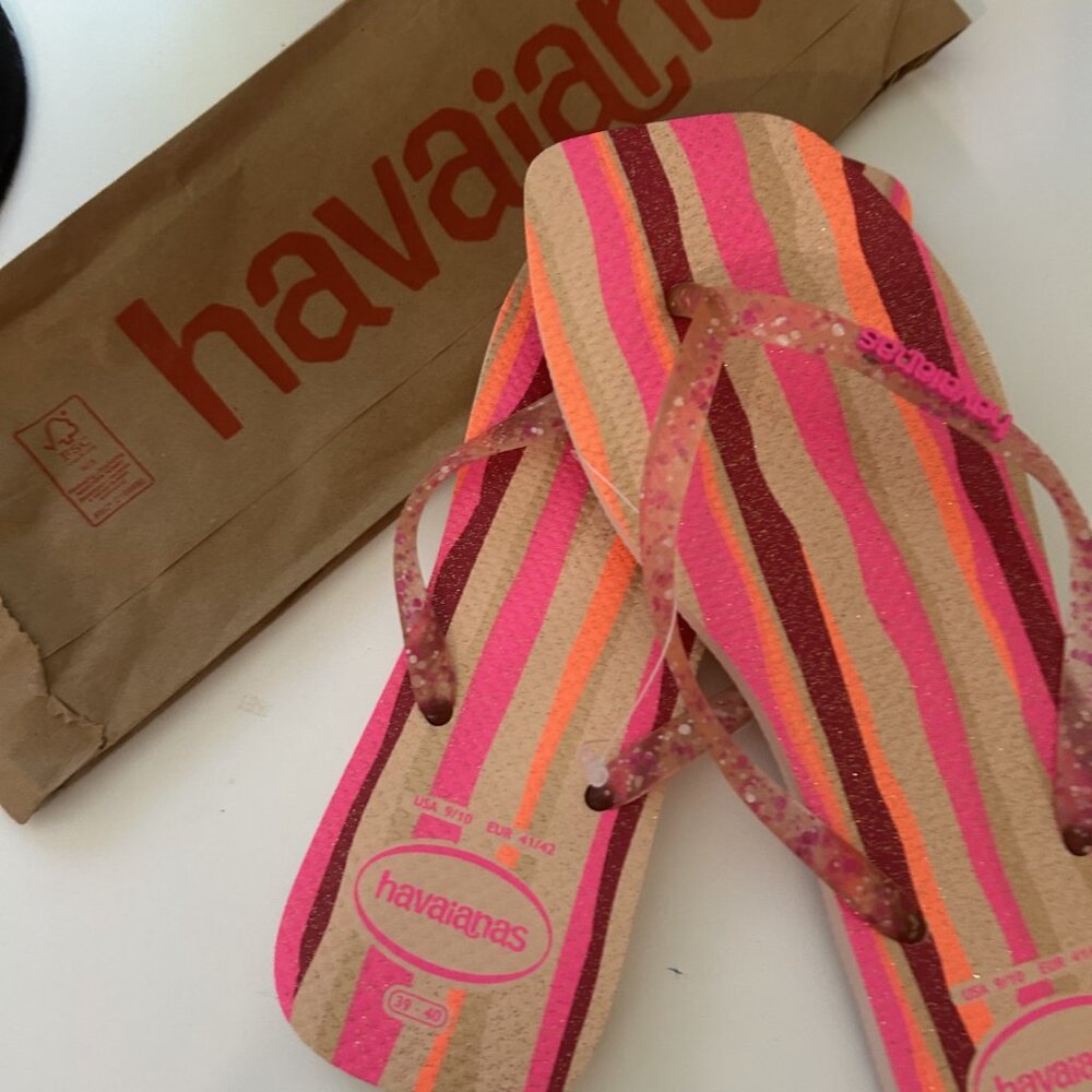 HAVAIANAS SLIM SQUARE FOLIA BALLET ROSE